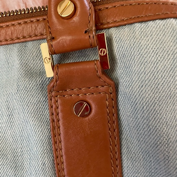 Tory Burch Large Denim and Brown Satchel Removable Crossbody Strap - Picture 10 of 16